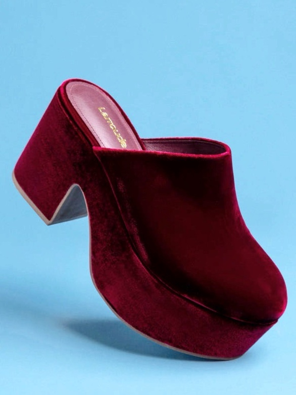 {LARROUDÉ} Miso Wine Velvet Platform Clogs
$315
